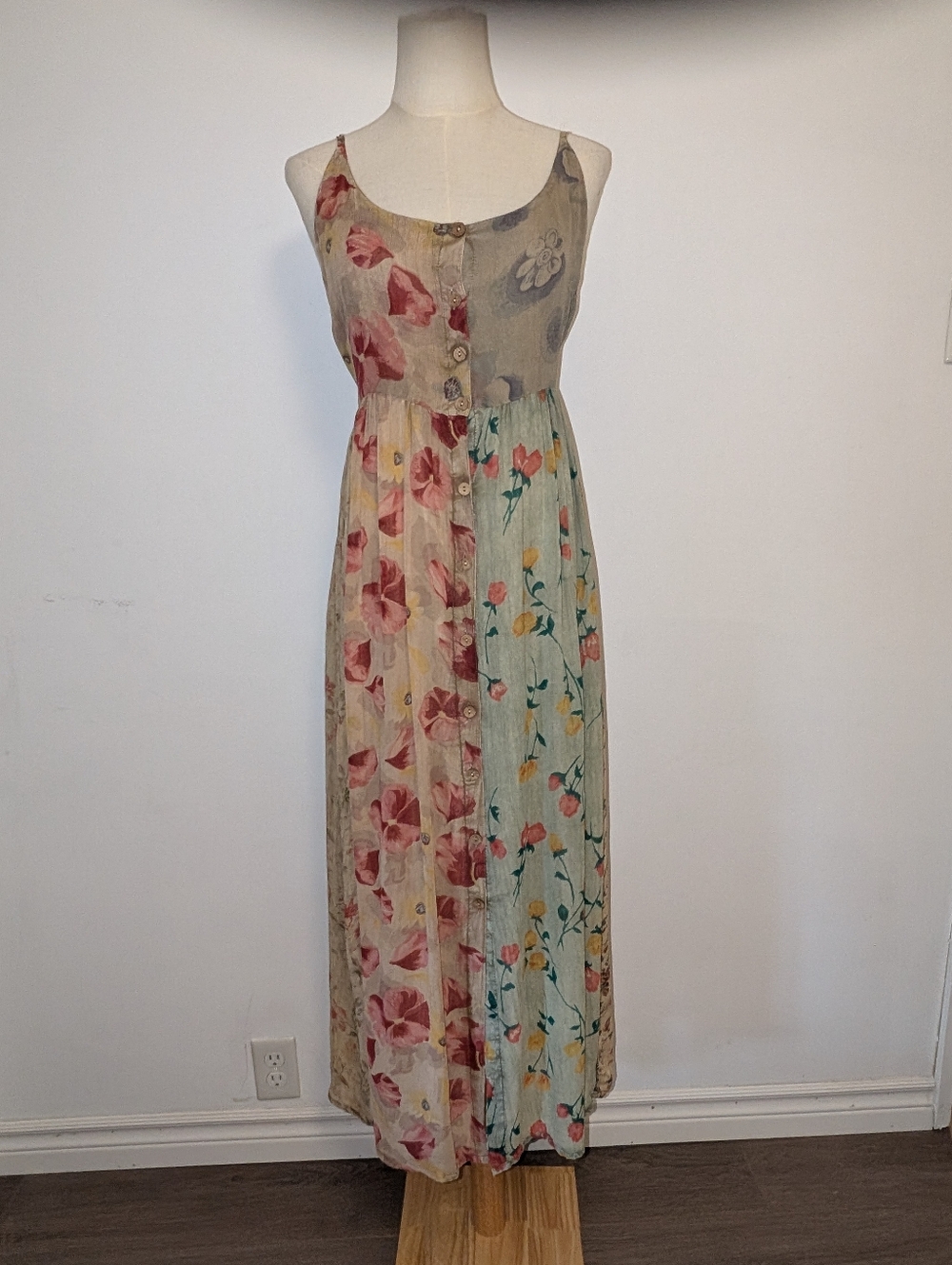 Floral Patchwork Maxi Dress - Multicolor